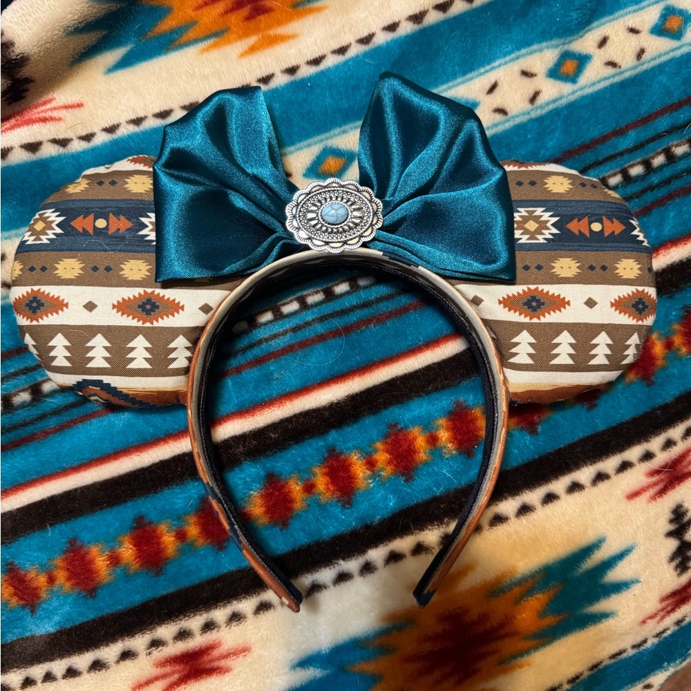 Disney Teal and Brown Patterned Ears Headband